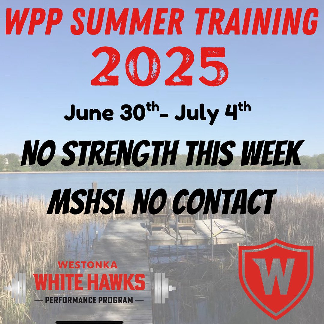 🚨 Reminder that there is NO Strength this week for MSHSL No Contact Week 🚨 Enjoy the week to relax and have some fun! #wingsup #strongertogether