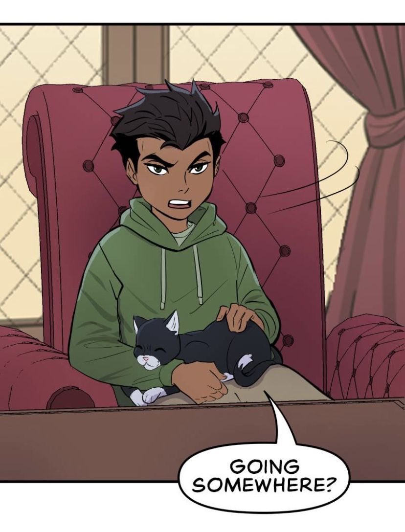 *he sits at the table awaiting his meal*