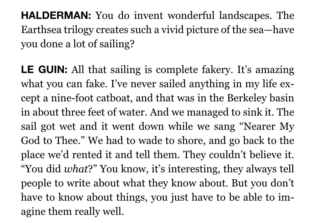 if you’re ever having trouble researching for a book instead of using chat gpt you can use ursula le guin’s strategy