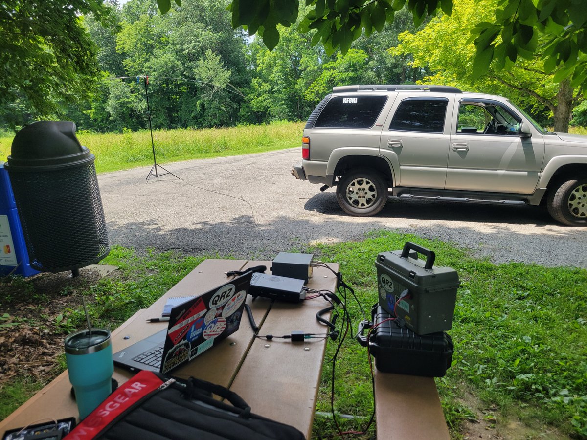 kf8ki's tweet image. Here's a couple from yesterday's POTA/Field Day setup at US-9492! #arrlfd #fieldday #fieldday2025