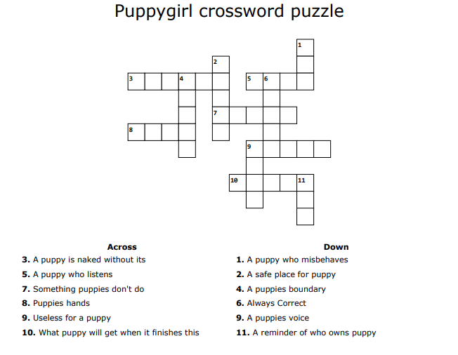 Luver_26's tweet photo. A crossword puzzle for puppygirls to do (with the help of your owners, of course) https://t.co/jL0ddNGYHH