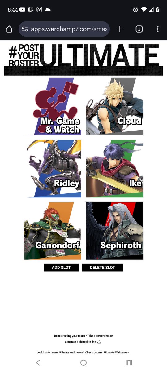 My actual roster
