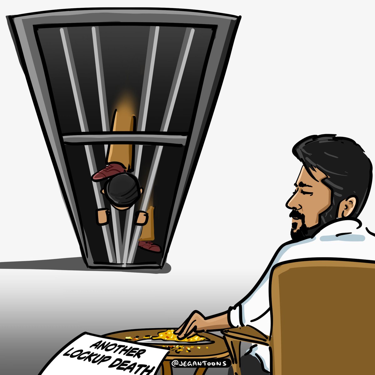 jegantoons's tweet photo. Another lockup death... #JusticeForAjithkumar #ActorSuriya #Mixture https://t.co/SadzA0oSk3