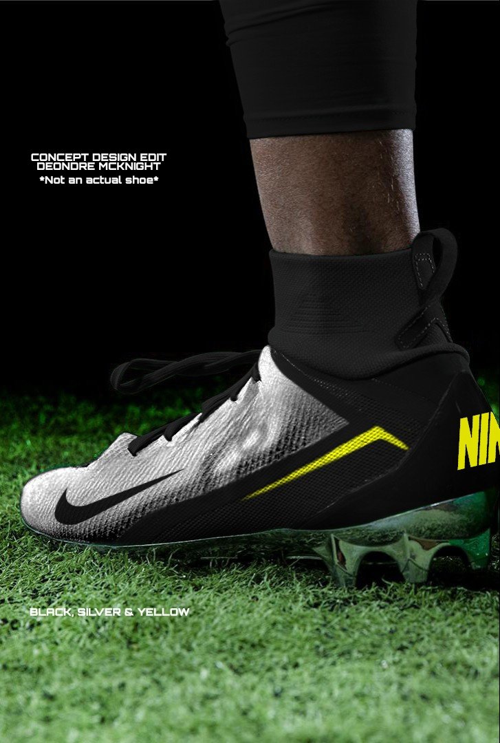 Durable Momentum.

Oregon Ducks All Black, Silver &amp; Yellow Uniform + Shoe Concepts!!!!

Gradient black/ silver helmet &amp; jersey wings included! *Not an actual uniform* #GoDucks #Nike