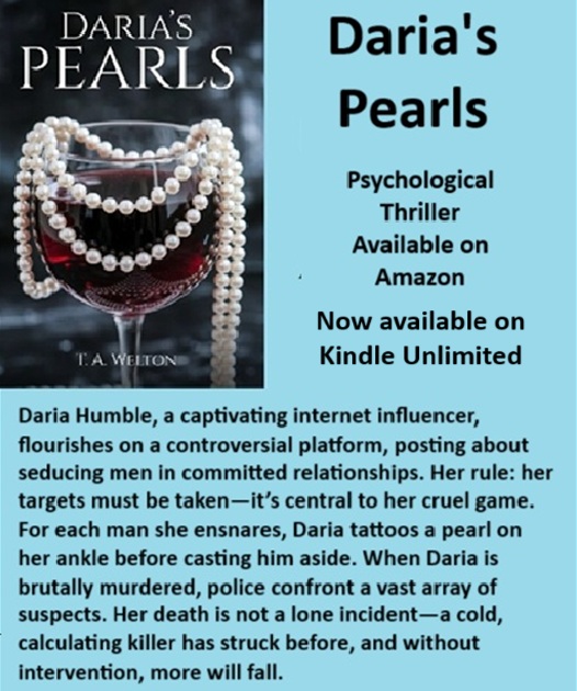 Daria's Pearls

#psychologicalthriller #suspensebooks #mystery #action #adventure #suspense #KindleUnlimited #thrillers #thriller #thrillerbooks #suspensethriller

amazon.com/Darias-Pearls-…