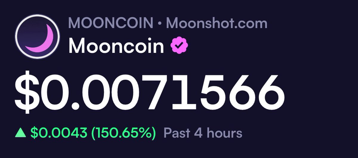 Join our pro DISCORD group run by a 20+ year veteran who also built our CRYPTOBOT technology from scratch. MOONCOIN just kept ruining from our entry at .0026 earlier today, nearly a 3X gain!! 💰💪🚀
#mooncoin #mooncat #moonbot << our new token MOONBOT