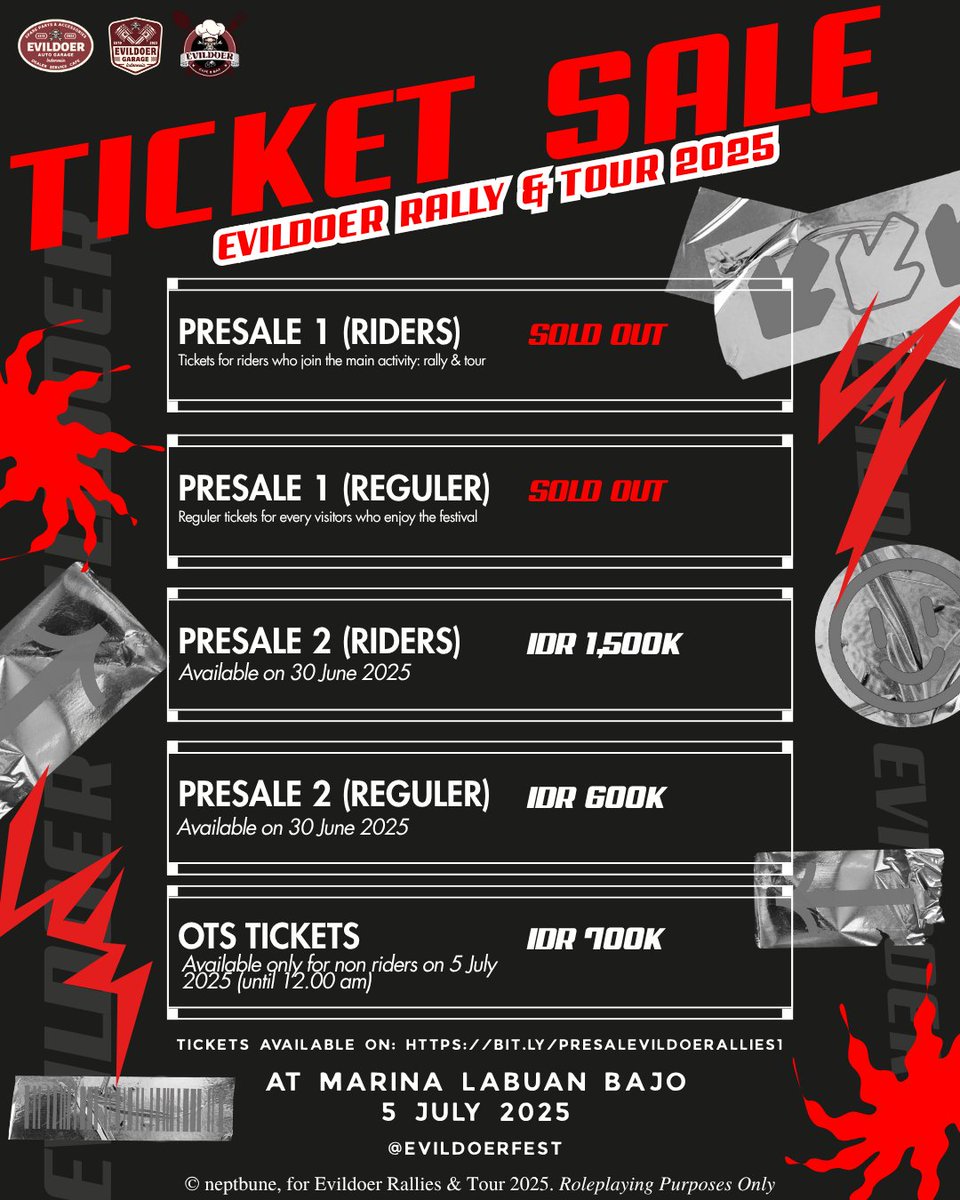 ㅤ
🚨 𝐏𝐑𝐄𝐒𝐀𝐋𝐄 𝟐 𝐀𝐋𝐄𝐑𝐓! 🚨

Hallo! Presale ticket 2 sudah dibuka! Buat kalian yang belum dapat tiketnya di presale 1, bisa loh buat beli sekarang! Khusus untuk peserta 𝐑𝐈𝐃𝐄𝐑𝐒, kali ini kesempatan terakhirnya loh. Ayo buruan jangan sampai kehabisan 😉

ㅤ