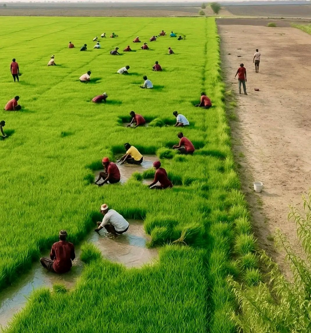 धान की रोपाई का मौसम... जहाँ हर बूँद पानी और हर मुट्ठी मिट्टी में उम्मीद का दाना बोया जाता है। 🌾🙏
जय जवान जय किसान 🙏💯