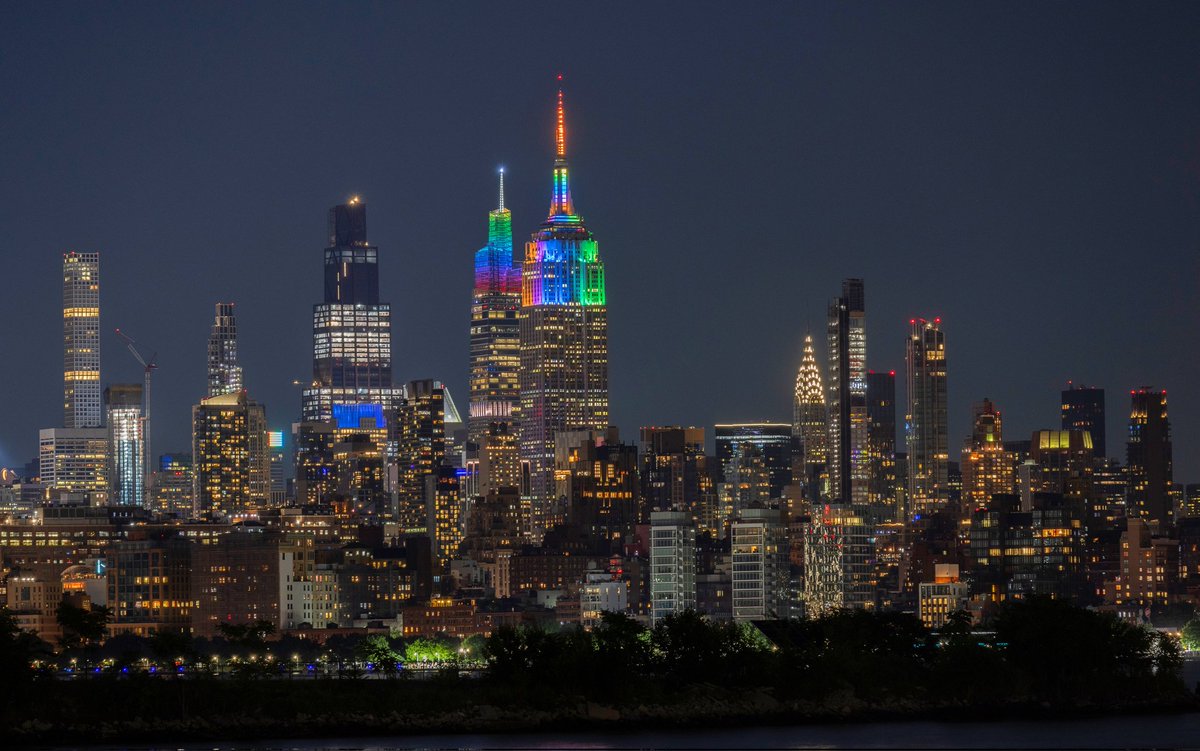 The Empire State Building and One Vanderbilt illuminate in rainbow colors to mark NYC Pride in New York City, Sunday evening #newyorkcity #nyc #newyork @empirestatebldg #pride