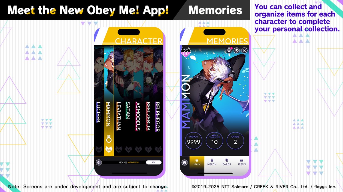 obeyme_issyo1's tweet image. 📢New App Announcement
Here's a sneak peek at the new app! 😈💍
Your precious moments with the demons live on in Memories.
Collect memory fragments to grow even closer!
Get exclusive cards & digital decorations via the Bouquet Toss Tier! 💐