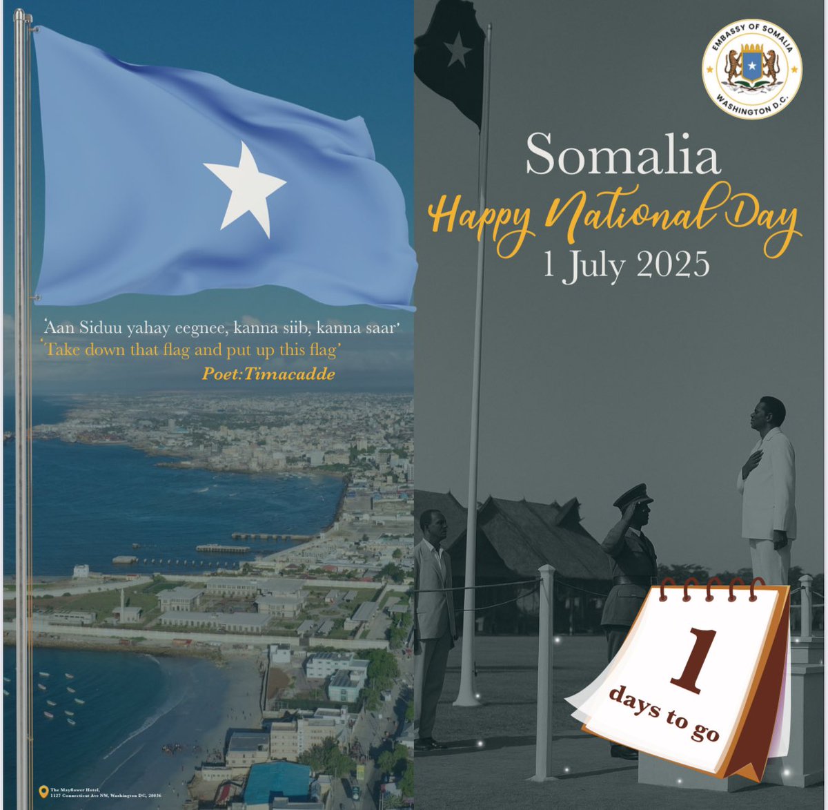 Dahirhasan's tweet image. Take that flag down and replace it with this one. Poet: Abdullahi Suldan Timacadde