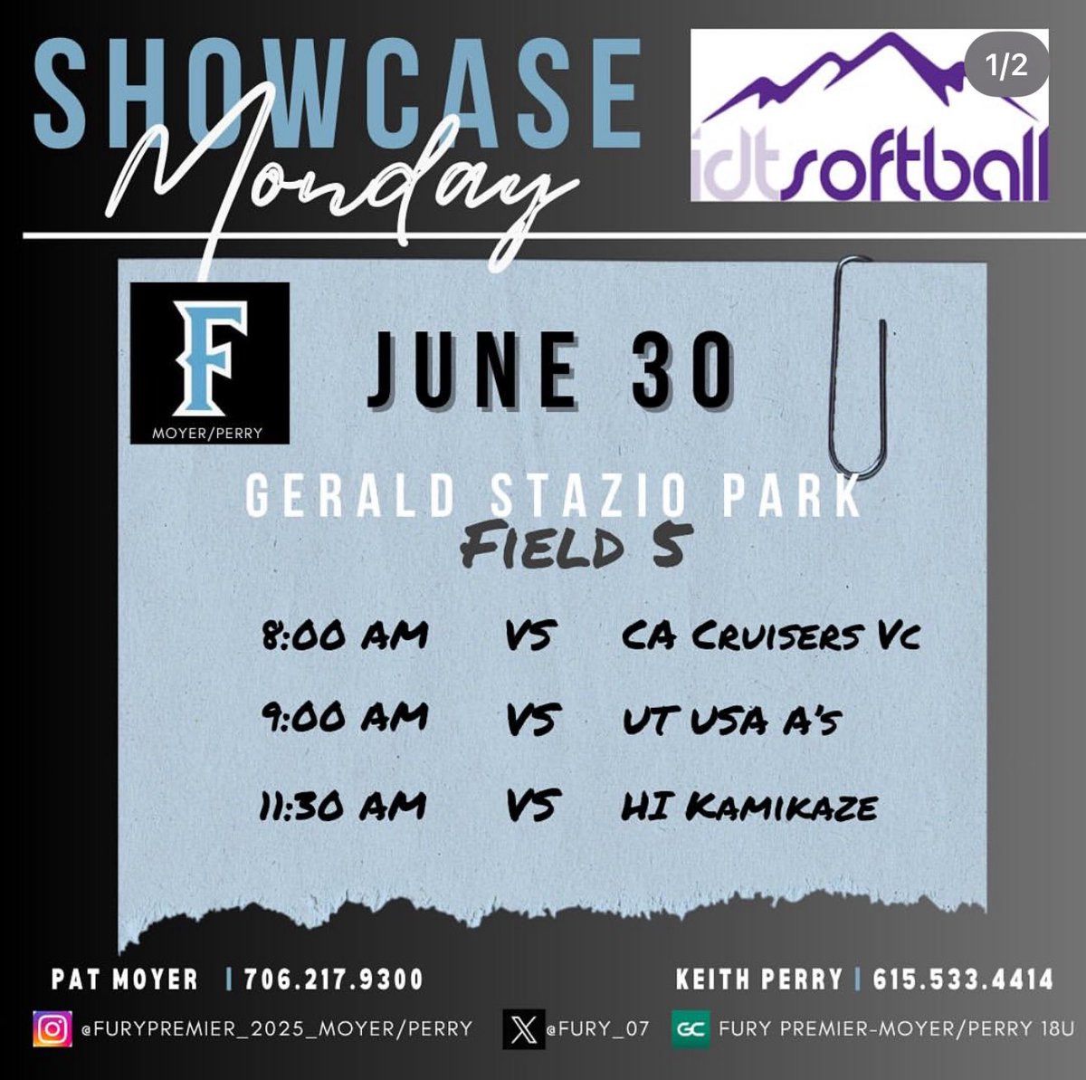 Practice games at Gerald Stazio Park! We would love to see you there!