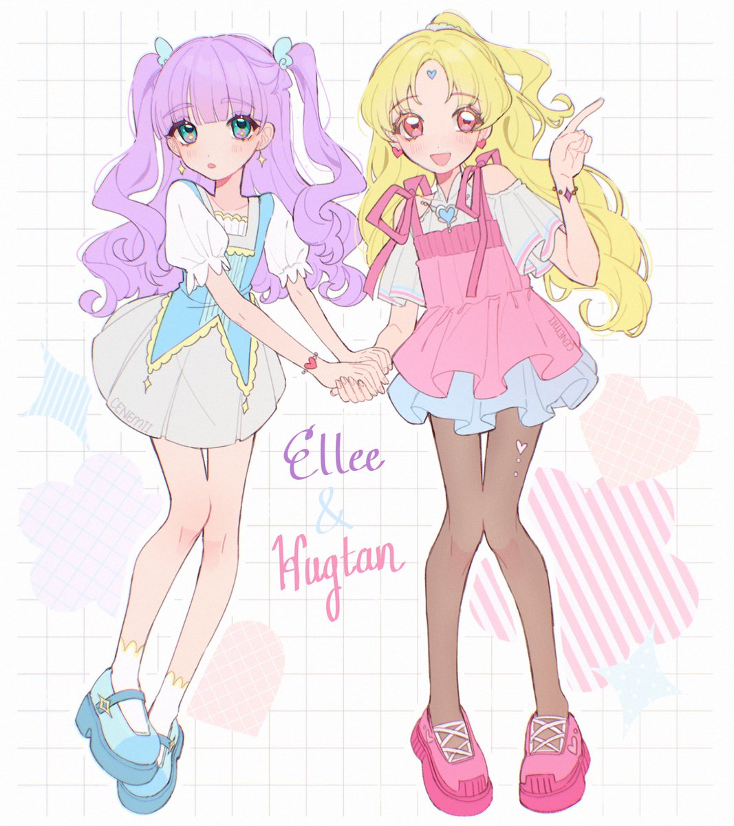 cenemetsu's tweet image. ellee &amp;amp; hagumi 💜🩷 #precure