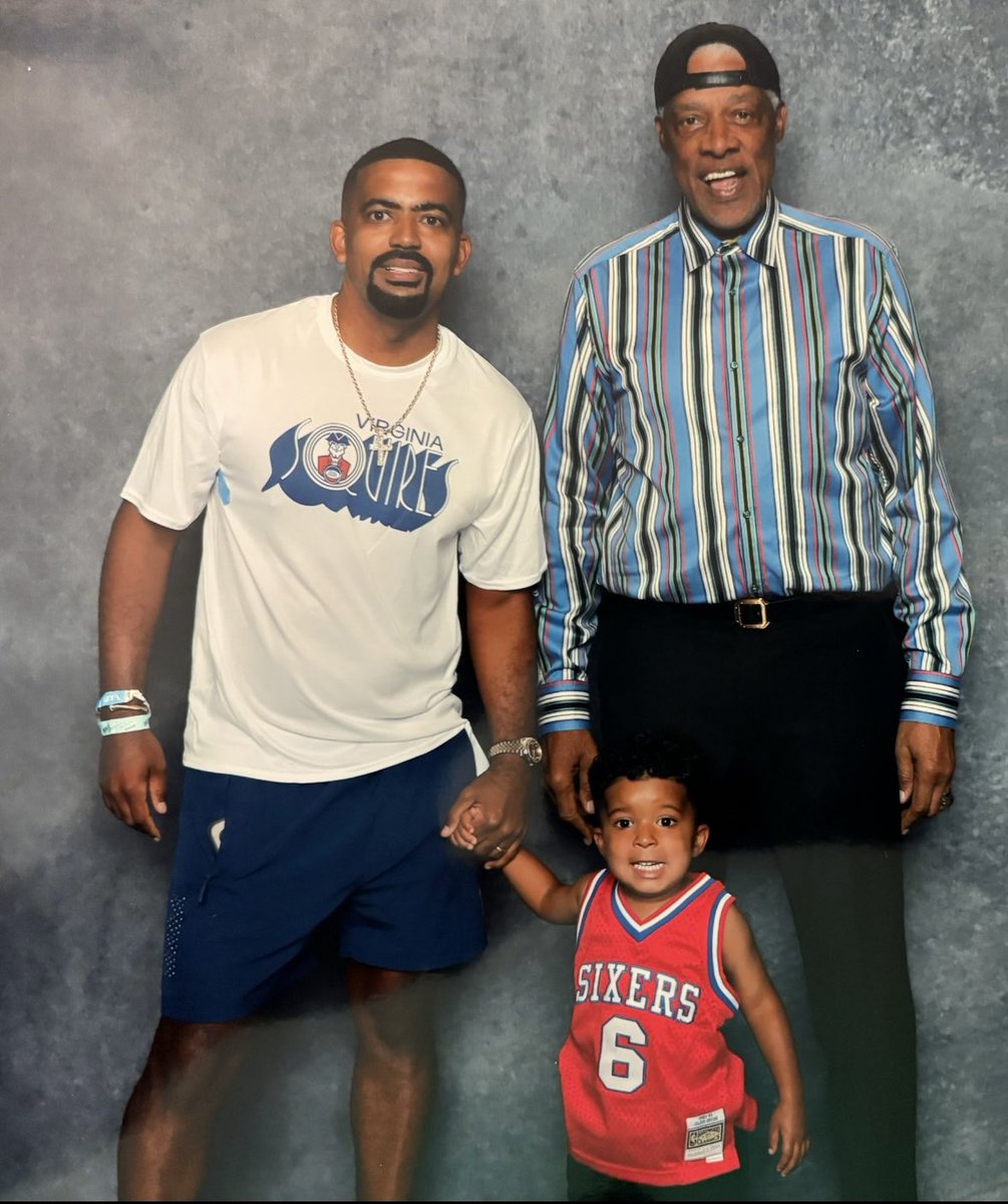 gilbertcampbell's tweet photo. Dr. J (@JuliusErving) is my favorite athlete of all time. One of my earliest memories is going to the 1983 @sixers championship party in Philly with my dad. Grateful my son got to meet him and give him his flowers. True legend. Class personified. 🐐 #Sixers https://t.co/Tk7ru3cyfF