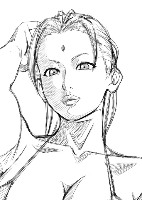陰影足した!なるべく時間かけずに描きあげたい😃♦️ 