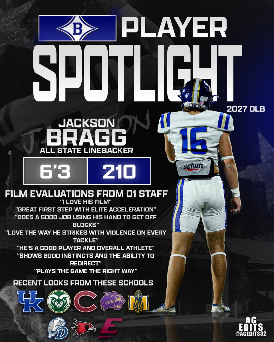 Coaches love his film! Check out 2027 OLB <a href="/JacksonBragg16/">Jackson Bragg</a> 
youtu.be/kxcUL6gnmGg?si…