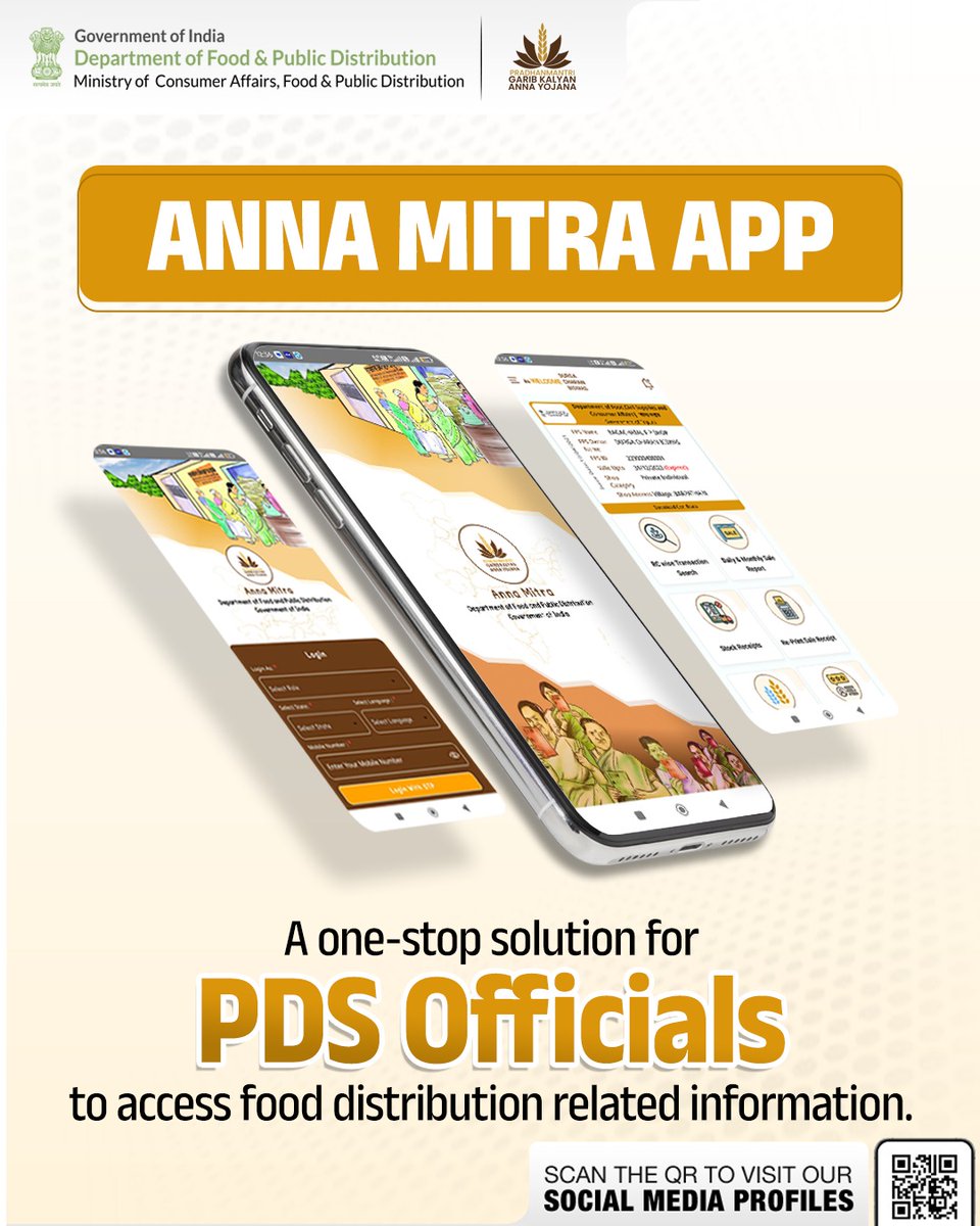 PIBConsumerFood's tweet photo. The Anna Mitra mobile application serves as a seamless one-stop solution for fair price dealers, DFSO officers, and Food Inspectors to get quick and easy updates about food distribution. #AnnaMitra #eGovernance @PIB_India @fooddeptgoi https://t.co/3yyNLObH7P