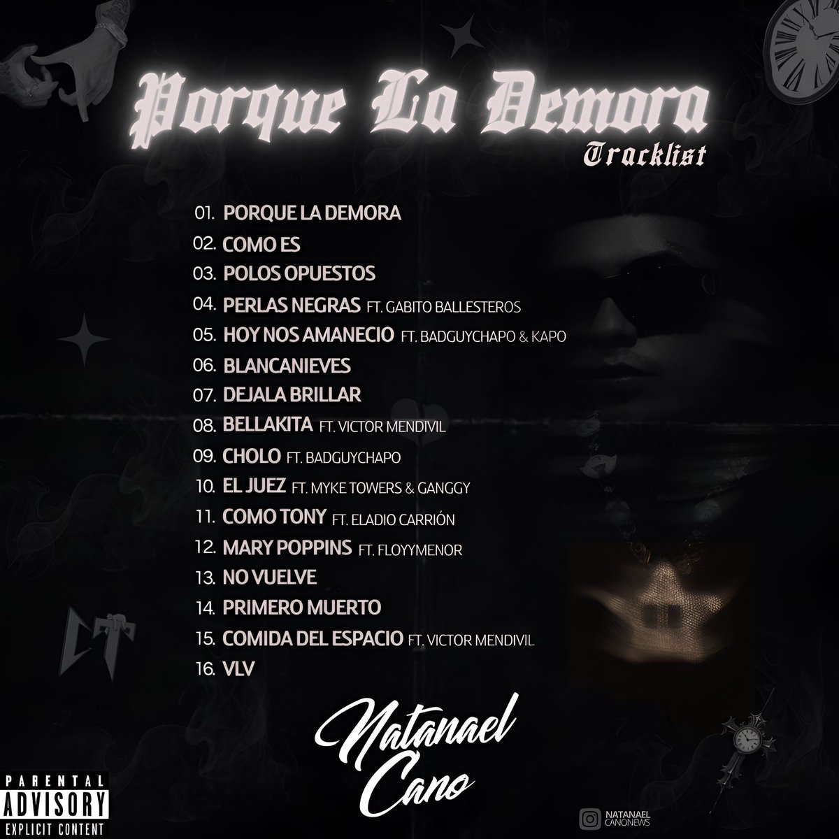 Tracklist de “Porque La Demora”, el nuevo album de Natanael Cano.

Disponible este 1 de Julio. 🦥🔥
🔗open.spotify.com/prerelease/7Lm…