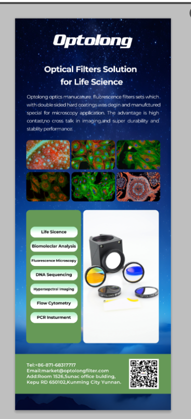 Optolongfilter's tweet image. 📷 Perfect Spectral Matching
Applications:
Life Sciences & Biomedical Research
Flow Cytometry
CRISPR & Cell Imaging
Industrial Inspection & Machine Vision
📷 Contact us to discuss your project requirements and get a free consultation! Let’s optimize your optical system together.