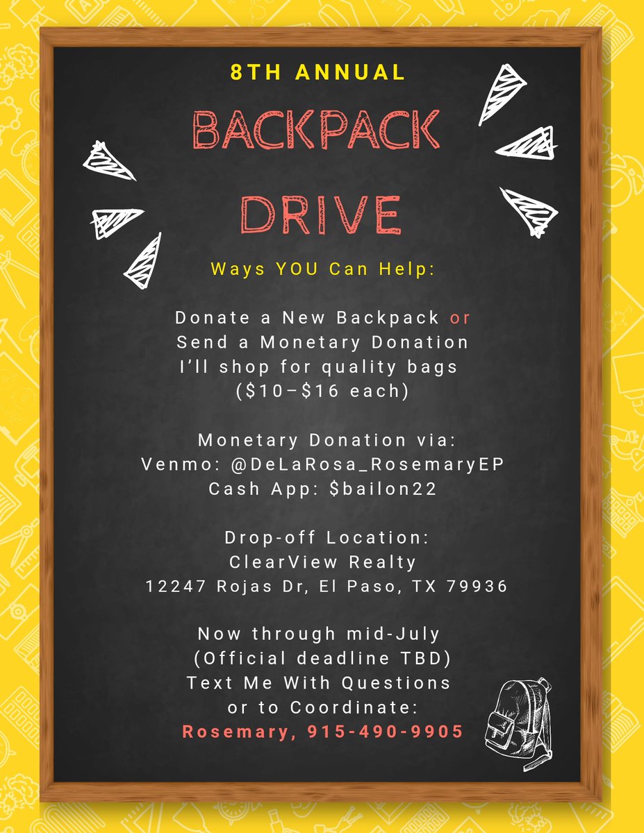 🎒💛 8th Annual Backpack Drive – Let’s Do This Together! 💛🎒