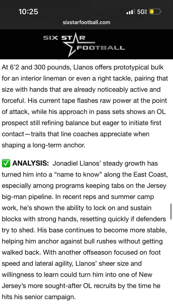 Jonadiel (JJ) Llanos (@wtwjay_) on Twitter photo Thank you <a href="/sixstarfootball/">Six Star Football | PLUS+</a> for the write up from the syracuse Big Man camp!
<a href="/AumaitreSports/">Nyere Aumaitre</a> <a href="/DimitriHill5/">Dimitri Hill</a> <a href="/CuseFootball/">Syracuse Football</a>
<a href="/FranBrownCuse/">Fran Brown</a> <a href="/drwilliams131/">Dale Williams</a> Thank you <a href="/sixstarfootball/">Six Star Football | PLUS+</a> for the write up from the syracuse Big Man camp!
<a href="/AumaitreSports/">Nyere Aumaitre</a> <a href="/DimitriHill5/">Dimitri Hill</a> <a href="/CuseFootball/">Syracuse Football</a>
<a href="/FranBrownCuse/">Fran Brown</a> <a href="/drwilliams131/">Dale Williams</a>