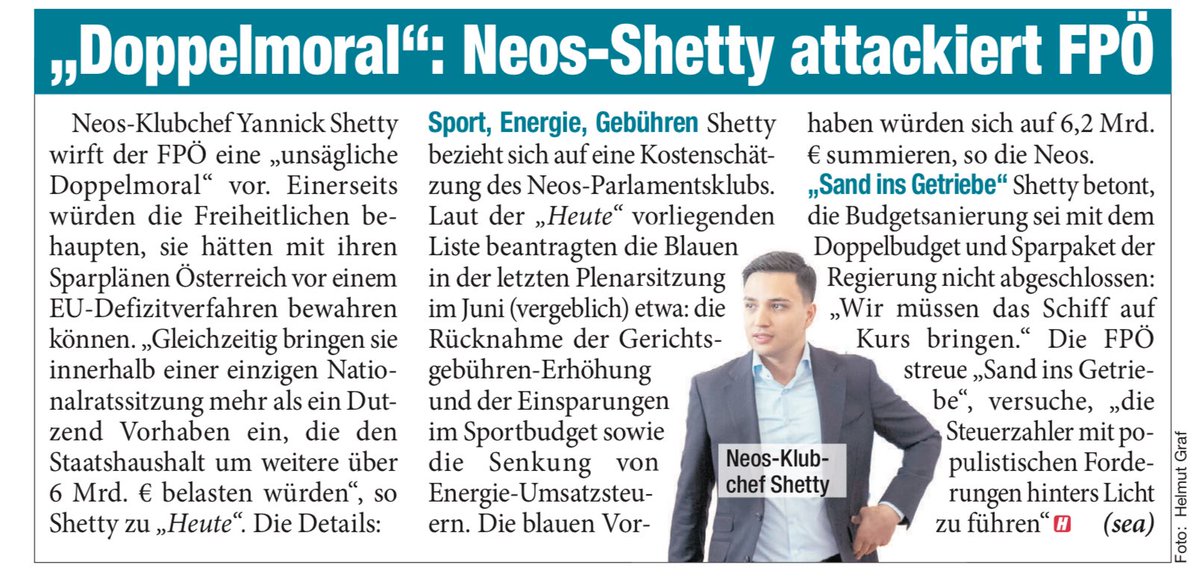 yannickshetty's tweet image. Während der Nationalrat ein Sparpaket in Höhe von 6,4 Mrd EUR beschließt, bringt die FPÖ Budgetbelastungsanträge in Milliardenhöhe ein.
Das ist unseriöse Politik.