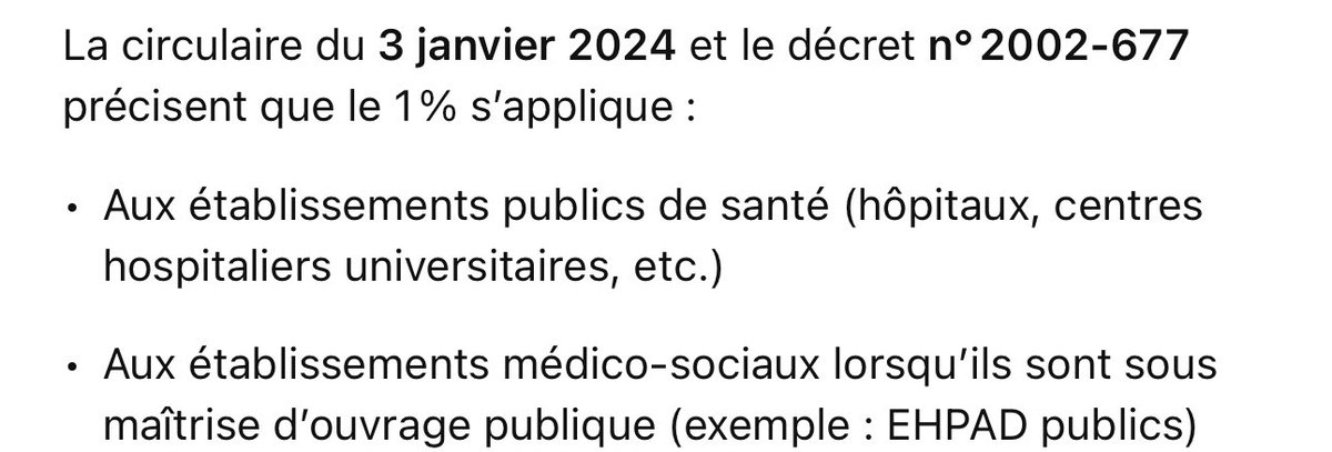 « Il n’y a pas d’argent pour climatiser toutes les écoles/hôpitaux »

❌ Depuis 74 ans (!), 1% du coût de construction d’un bâtiment public est réservé à des œuvres artistiques. 
(artistes pouvant être payés même s’ils ne sont pas retenus 🙃!)

La santé <<< les copains artistes