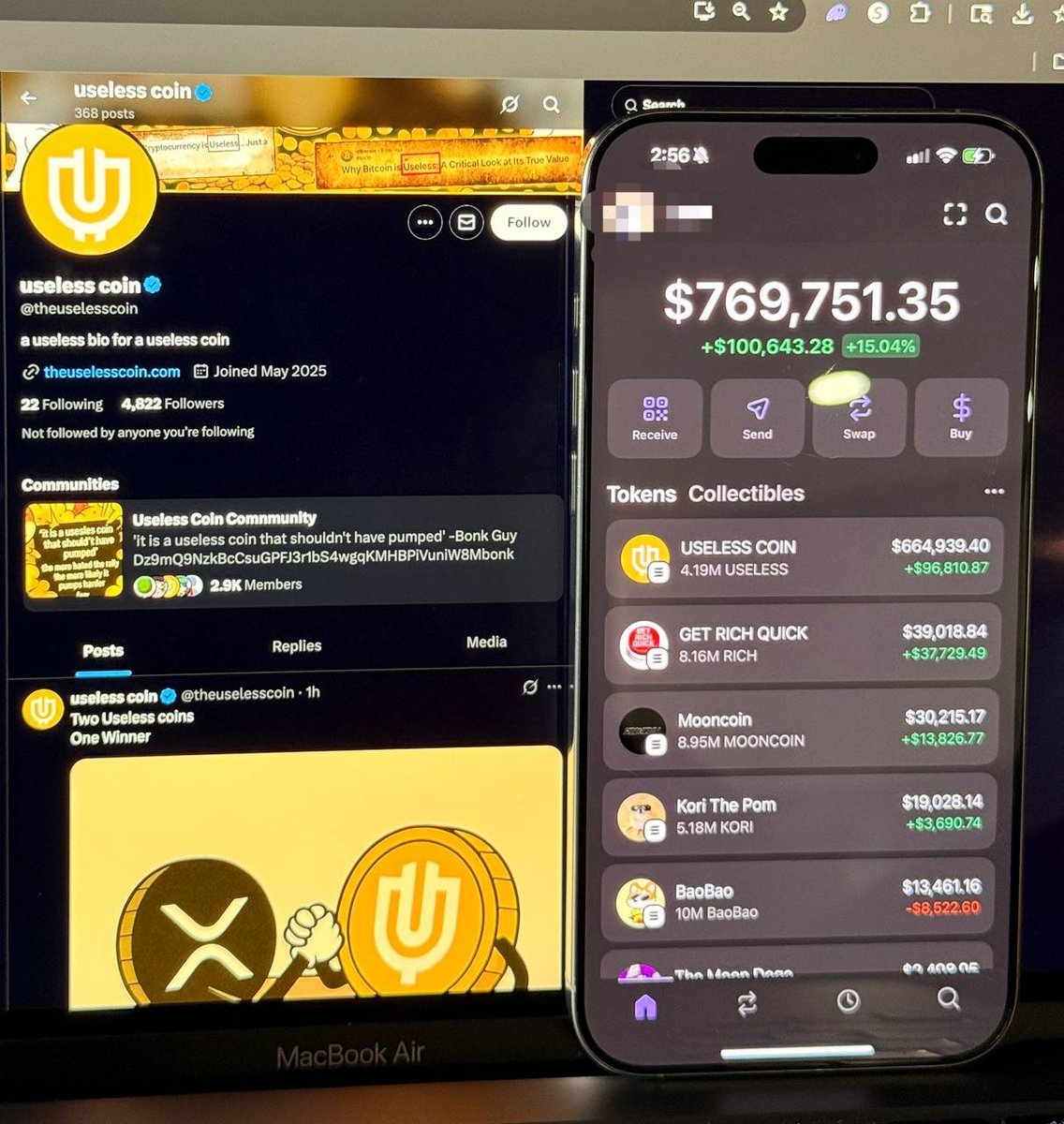 Today I have officially hit $750,000 in #useless. Feels unreal.

$5,000 to $750,000 in 1 Month !

To celebrate,
I’m giving $20,000 $SOL  to the first 2000 people who follows 🔔 and retweets !!