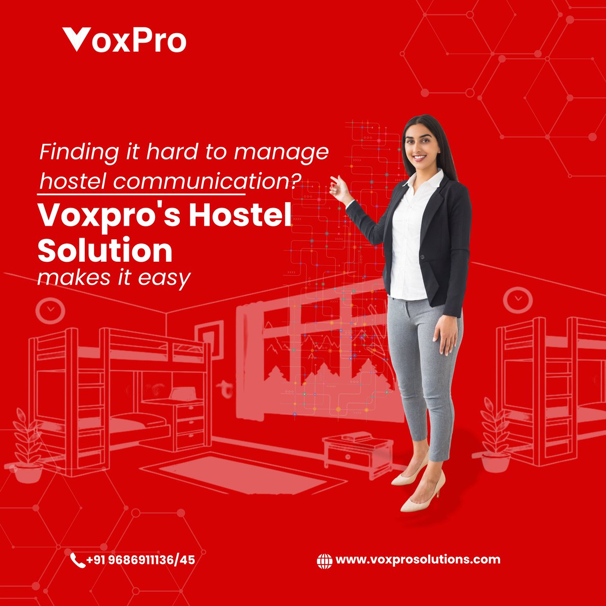 VoxPro_'s tweet image. Managing a hostel or PG just got easier!
#voxprosolutions smart solution ensures smoother communication between residents, staff, and emergency contacts. Because better connectivity means better care.

📞 +91 9686911136 / 45
🌐 voxprosolutions.com

#cloudtelephonyservice