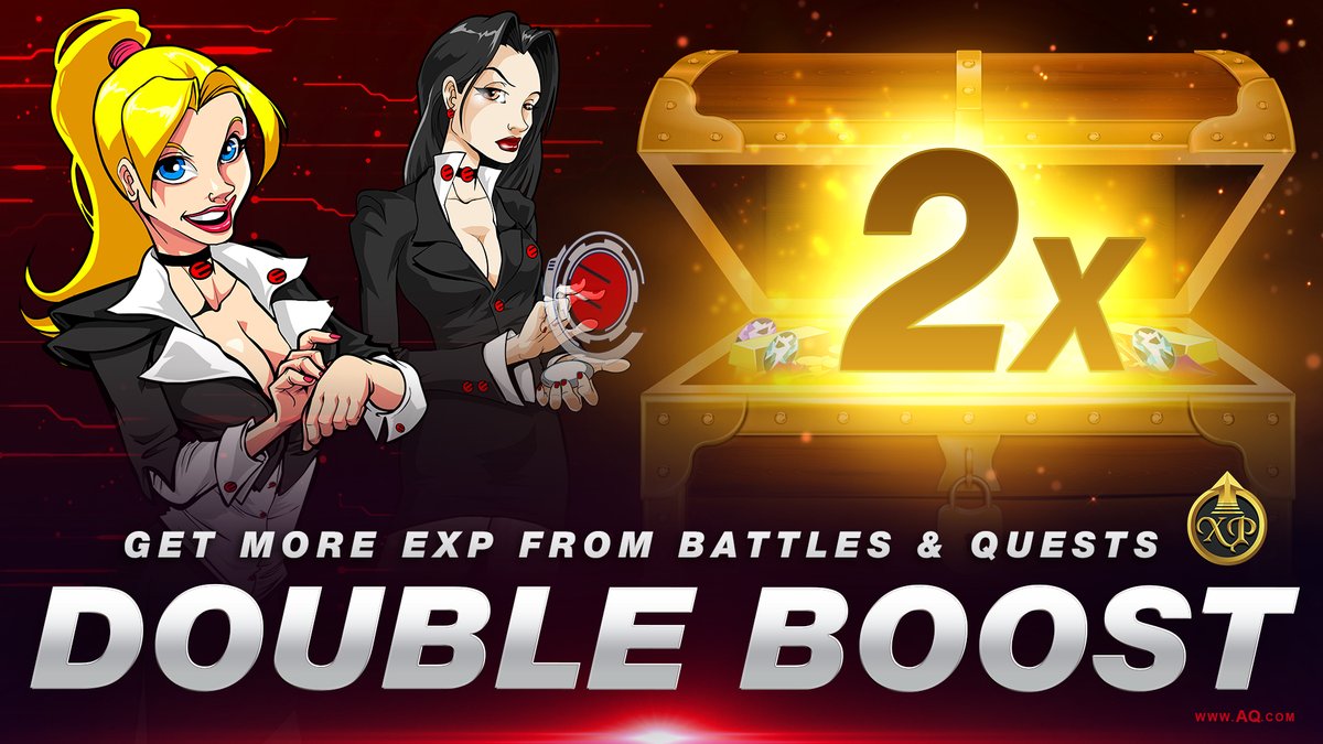 Happening now: 48 hour DOUBLE Experience boost on all servers in AdventureQuest Worlds! Log in each day for a new reward, boost, or other bonus. bit.ly/3DkZLsB