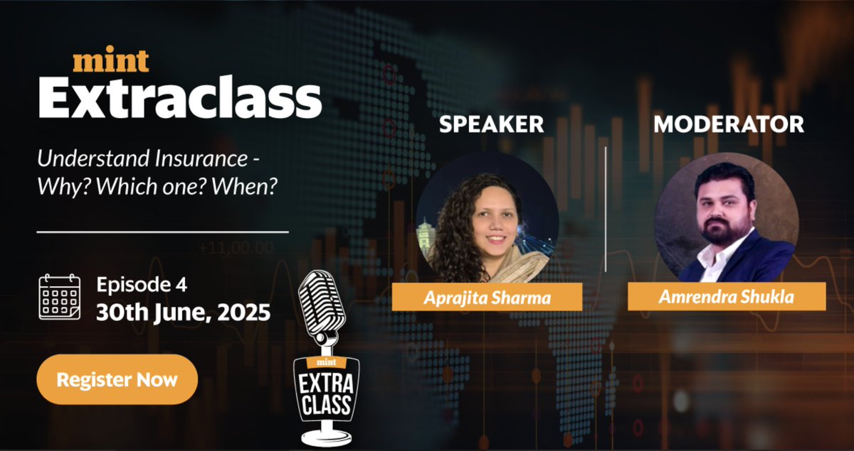 We will be decoding Insurance &amp; nuances behind insurance . See you in todays Mint Extraclass with <a href="/apri_sharma/">Aprajita Sharma, CFPcm</a>   <a href="/ActusDei/">Neil Borate</a>  
livemint.com/extraclass