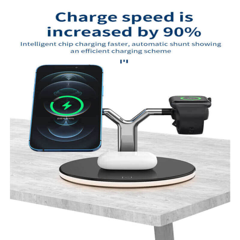 orangamesales's tweet image. Tired of cable chaos? Meet your new desk hero: the 3-in-1 Magnetic Wireless Charger Stand! Charges iPhone, AirPods &amp;amp; Apple Watch simultaneously 90% faster + auto-safety stop when detecting metal. Cool magic lights &amp;amp; certified safe! #WirelessCharger #AppleAccessories #TechMustHave