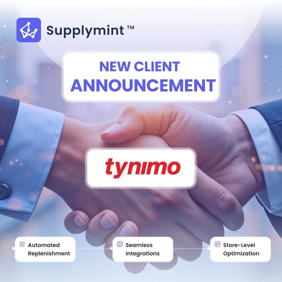 supplymint's tweet image. 𝗡𝗲𝘄 𝗖𝗹𝗶𝗲𝗻𝘁 🚀
Tynimo adopts Supplymint's ARS module for smarter inventory &amp;amp; efficiency!
🔗 Learn more: supplymint.com/contact

#Supplymint #Tynimo #Retail #SupplyChain