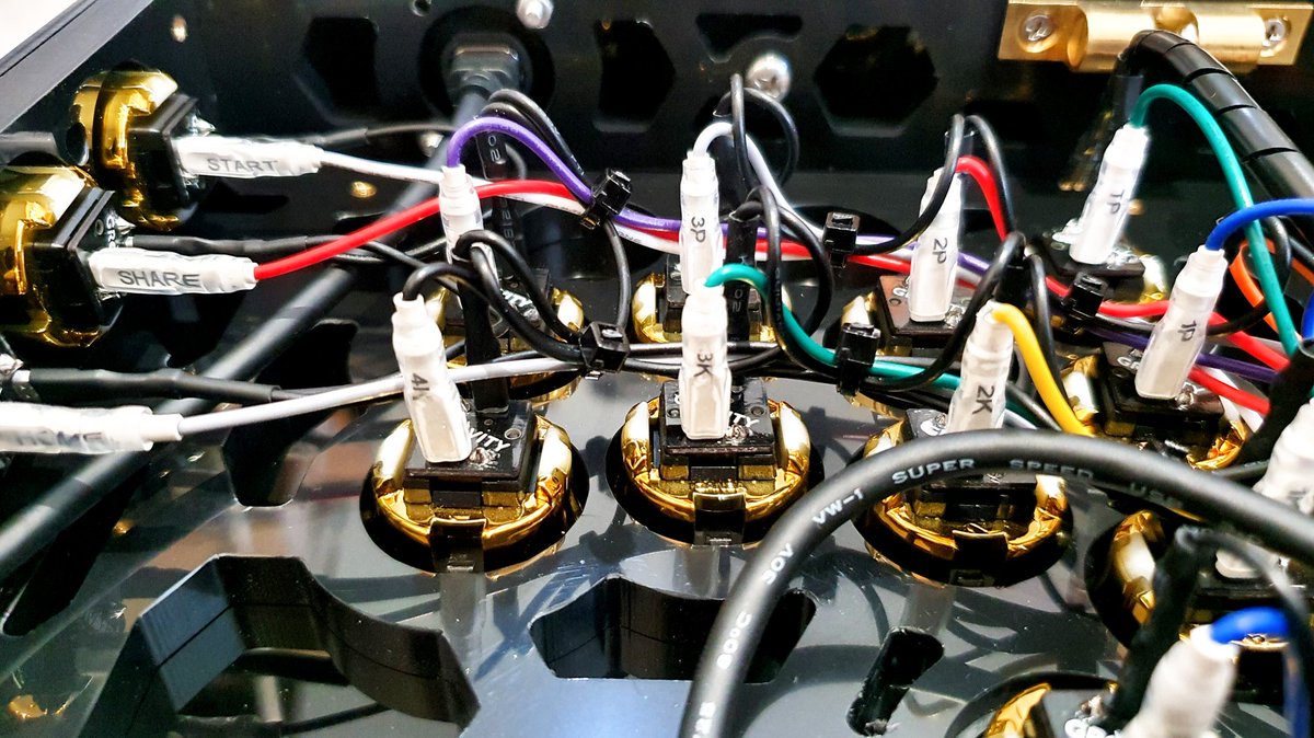 goldenlever's tweet photo. The Black Gold #VM6R S24 Layout goes to 🇯🇵!

° VM6R S24
° #GoldenLever Standard Korea setup
° #FB2040 with PS5 Dongle
° #Qanba KS Buttons
° CQD Connection https://t.co/Bjm0MNpC7v