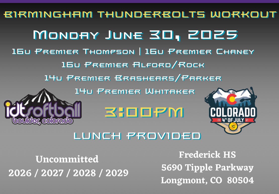 P5 ✅ Highlights coming soon!

Next up- Sparkler 🎆

But first, <a href="/Bolts2028/">Bham Bolts 2028 Premier | Brashears/Parker</a> will be at the <a href="/BHMBoltsOrg/">Birmingham Thunderbolts Organization</a> workout tomorrow. 
Coaches, come out and watch some great 🥎 players!
<a href="/rockello24/">rock thompson</a> <a href="/D1Softball/">D1Softball</a> <a href="/dtc81/">David Crockett †</a> <a href="/coach_jenny2/">Jenny Buzzell-Parker</a> <a href="/E_johnson3011/">eric johnson</a> <a href="/SBRRetweets/">Softball Recruiting Reposts</a>