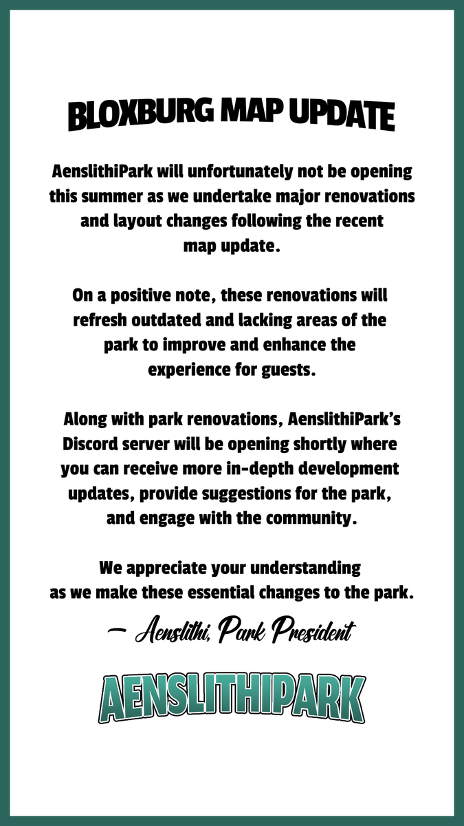 Park Update Regarding The Recent Map Update

#bloxburg
