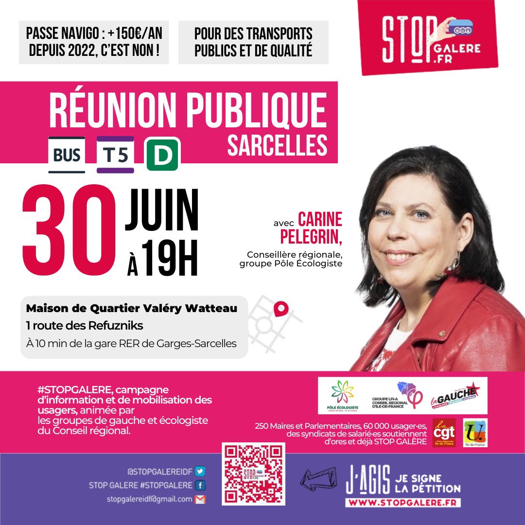 STOPGALEREIDF's tweet image. 🔴 #STOPGALERE dans les transports

RÉUNION PUBLIQUE
🗓️ Ce soir 19h
📍 Maison de quartier Valéry Watteau à Sarcelles

Avec :
@CelineMalaise Présidente @GaucheComIDF

@vianneyorjebin Président @GroupeLFI_A 

@CarinePELEGRIN élue @PoleEcolo_IDF 

@BilongoCarlos député du Val d’Oise