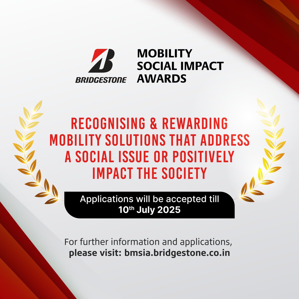 🚨 Deadline Extended! 🚨
You asked, and we listened—nonprofits now have until 10th July 2025 to submit their entries for the Bridgestone Mobility Social Impact Awards!
Don’t miss this chance to turn your vision into visible impact.
🔗 Apply now: bmsia.bridgestone.co.in