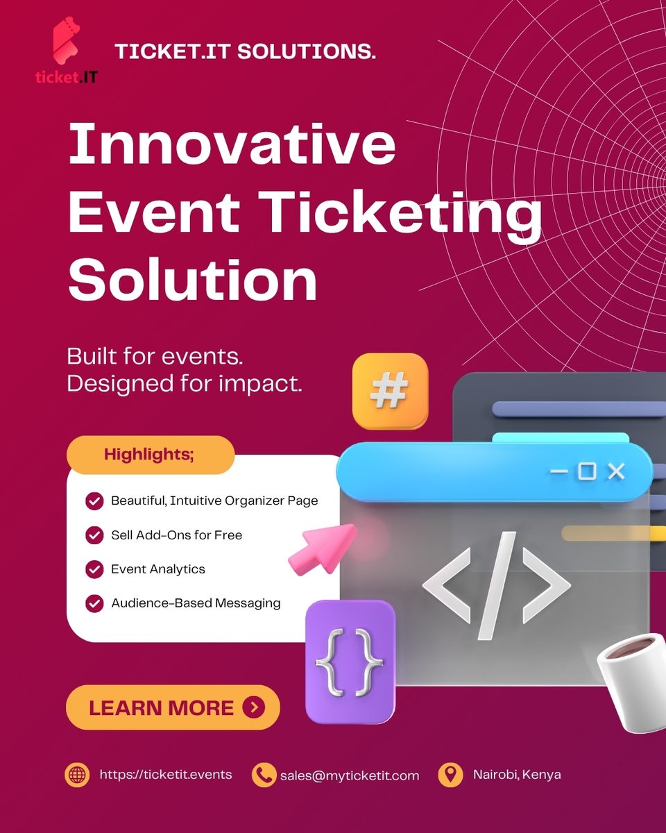 myticketit's tweet photo. https://t.co/cRb8wRDJWf is about to change how you manage events.
Smart. Seamless. Scalable. 🎟️
🔜 Launching soon... stay tuned!
#TicketIT #ComingSoon #EventTech #SmartTicketing 

https://t.co/CR907bkTwp https://t.co/hym66ee0lJ