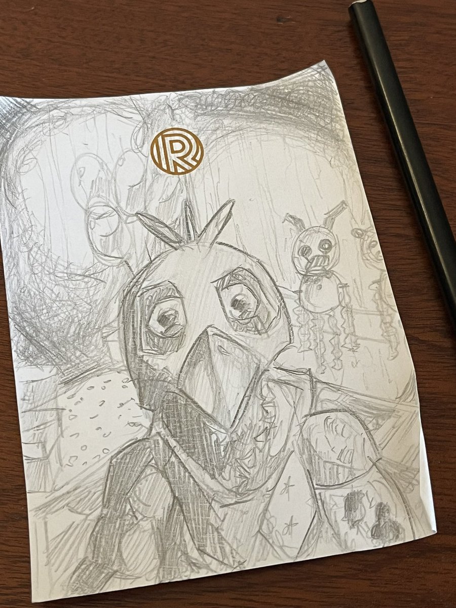 Shifumaster11's tweet image. Chica sketch in hotel room