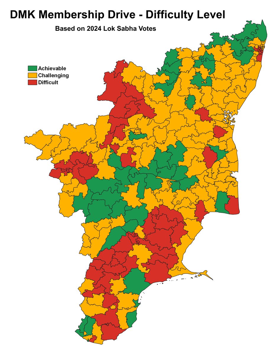 Ahead of the DMK's mega membership drive ‘Oraniyil Tamil Nadu’ launching on July 1, I analysed the 2024 Lok Sabha election data to understand the scale of the task ahead. 🧵

🗳️ Tamil Nadu had 6.24 crore total voters during the 2024 Lok Sabha elections.

🧾 4.34 crore votes were