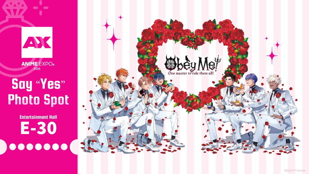 ObeyMeOfficial1's tweet photo. Say "Yes." 💍✨
At our booth in Entertainment Hall E-30, the 7 brothers are ready to propose to you!
Step into the center of the photo booth and strike a pose 💕
Whose ring will you accept? 
That's up to you!
Don't forget to share with #ObeyMAX2025 📸 https://t.co/rRlkuLyAsK