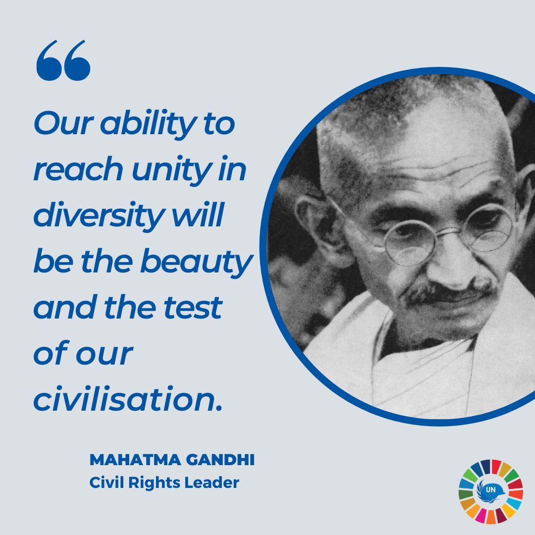 In these challenging times, let's recall the wisdom of Mahatma Gandhi, one of humanity's keenest observers: 

"Our ability to reach unity in diversity will be the beauty and the test of our civilization." 

#MondayMotivation