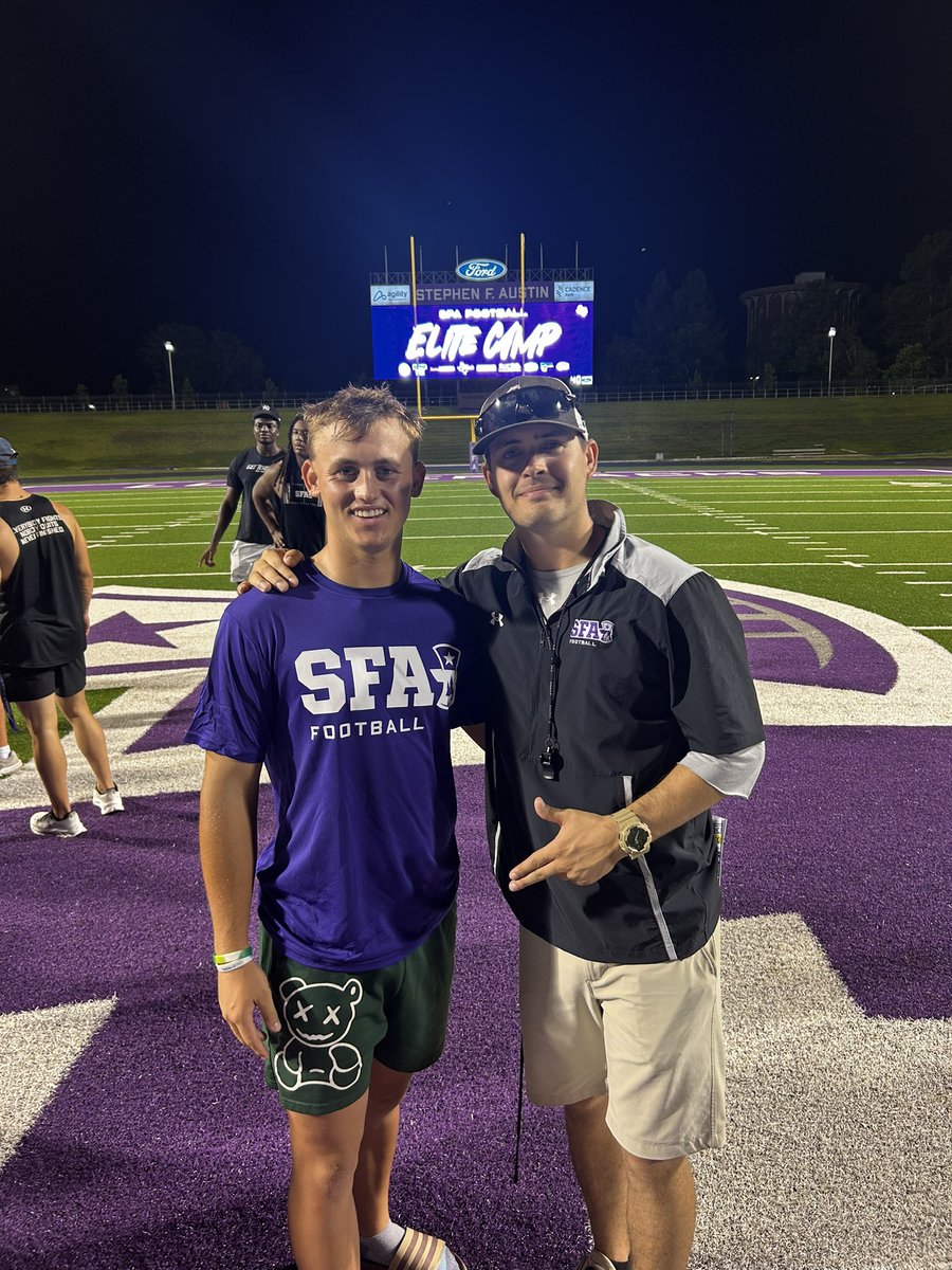 CooperTougas's tweet image. Had an amazing night at SFA on Friday. Super fun environment and great camp ran by @CoachNikNelson and @CoachBShelton . I did well charting 7/10 on field goals in the rain and did great on kickoff with a big ball of 63 yards with a 3.74 hang. Thanks to all the staff out there.