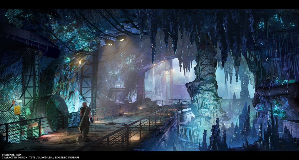 FFVIIR_CLOUD's tweet image. 【開発アート紹介:ミスリルマイン】
世界有数のミスリル産地として栄えた鉱山。神羅が開発した人工素材によりミスリルの需要が激減したのちは、ジュノン共和国の国営トンネルとして利用された。戦後、神羅がトンネルを閉鎖したため、現在は設備の老朽化が進んでいる。
#FF7R #FF7リバース