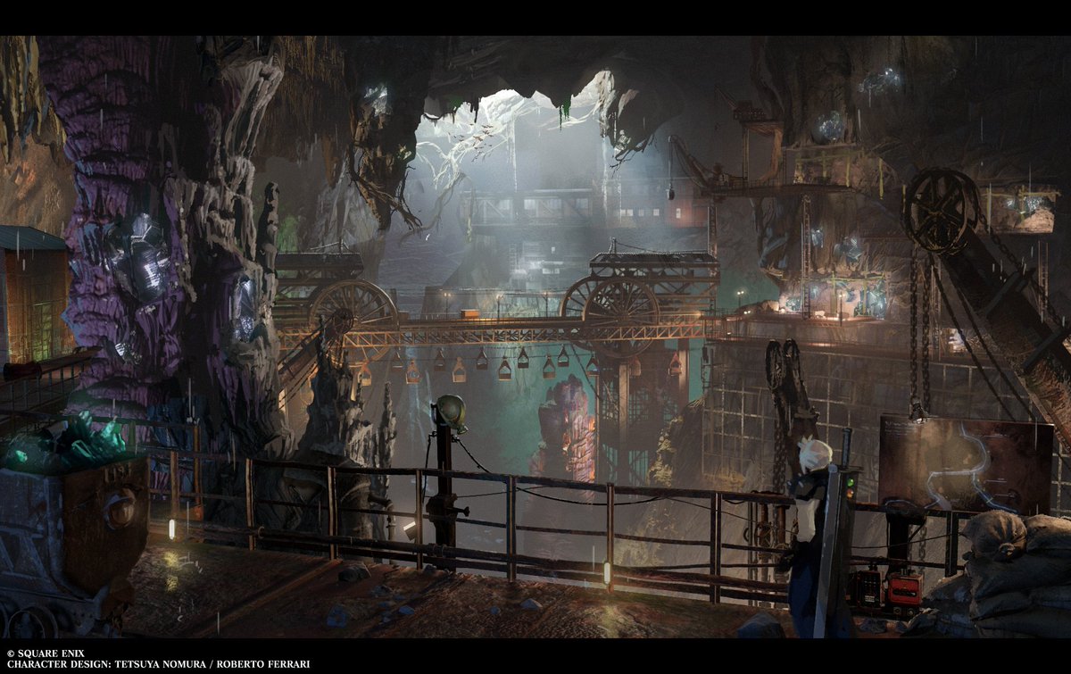 FFVIIR_CLOUD's tweet image. 【開発アート紹介:ミスリルマイン】
世界有数のミスリル産地として栄えた鉱山。神羅が開発した人工素材によりミスリルの需要が激減したのちは、ジュノン共和国の国営トンネルとして利用された。戦後、神羅がトンネルを閉鎖したため、現在は設備の老朽化が進んでいる。
#FF7R #FF7リバース