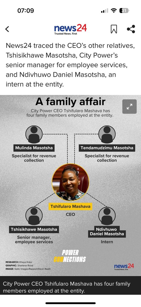 The children and grandchildren of CEO Tsifularo Mahava and Group Executive Olivia Phanyana must be so proud of them.. #citypower #cadres #nepotism #CORRUPTION