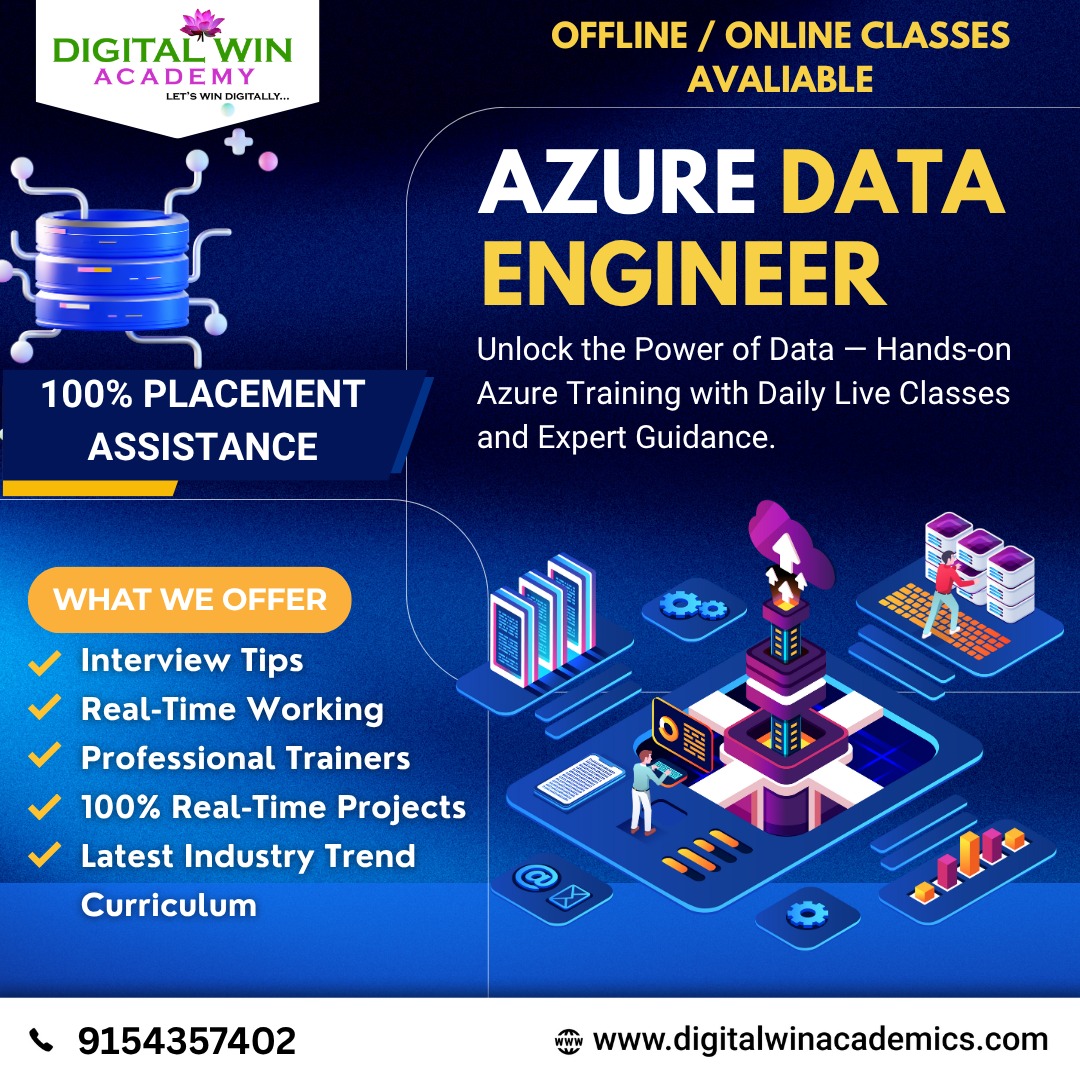 digitalwin42889's tweet photo. Become a Certified Azure Data Engineer!
Ready to unlock the power of data?
Join Digital Win Academy for hands-on Azure training with daily live sessions, 100% placement assistance, and real-time projects guided by expert trainers. https://t.co/VrEnKO9TN9