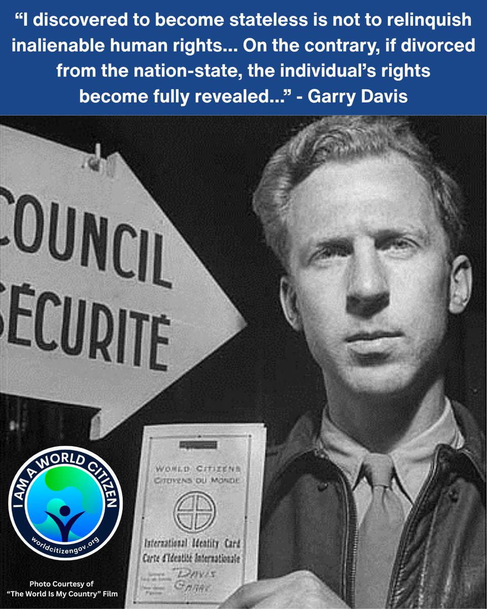 worldcitizengov's tweet photo. In 1948, Garry Davis gave up his U.S. citizenship to affirm our universal rights and our link to humanity and the Earth as #CitizensOfTheWorld. https://t.co/CH2ZWhWU3P