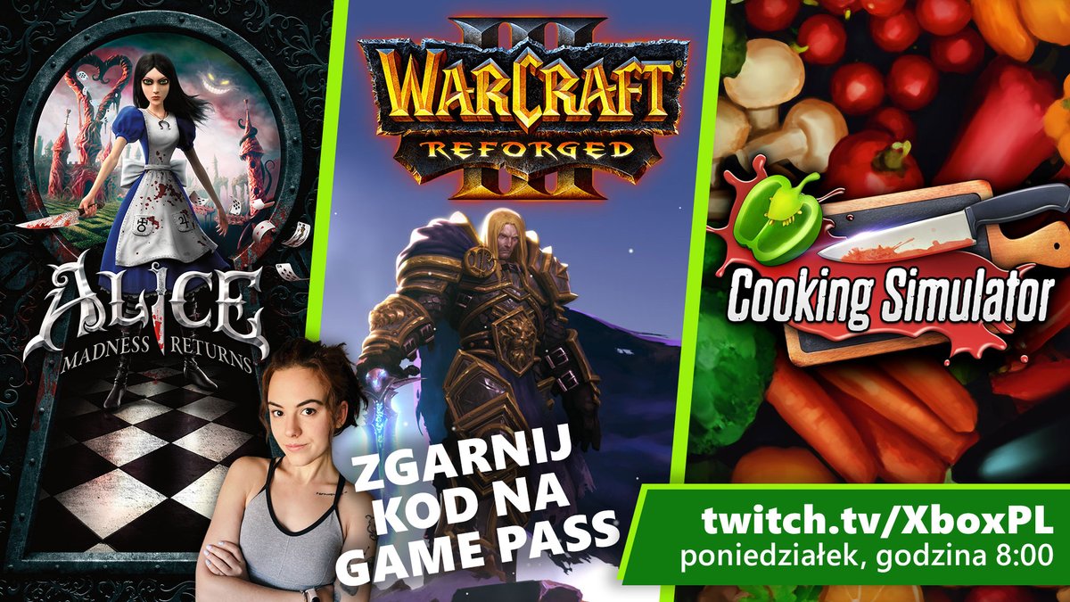 Indi zaczyna ten tydzień od przeglądu 3 bardzo ciekawych tytułów, które są obecnie dostępne w Game Pass!
Wpadnijcie na jej stream, żeby zobaczyć jak sobie radzi z Alice: Madness Returns, Warcraft III: Reforged i Cooking Simulator. Oczywiście pojawią się też kody na usługę, które